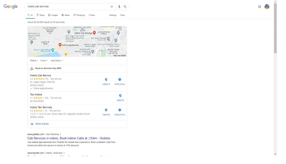 Indore Cab Services: SEO project by Digitechmax